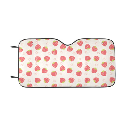 Strawberry Car Sun Shade, Pink Summer Fruit Windshield Vehicle Accessories Auto Cute Protector Window Visor Screen Cover Decor 55" x 29.53"