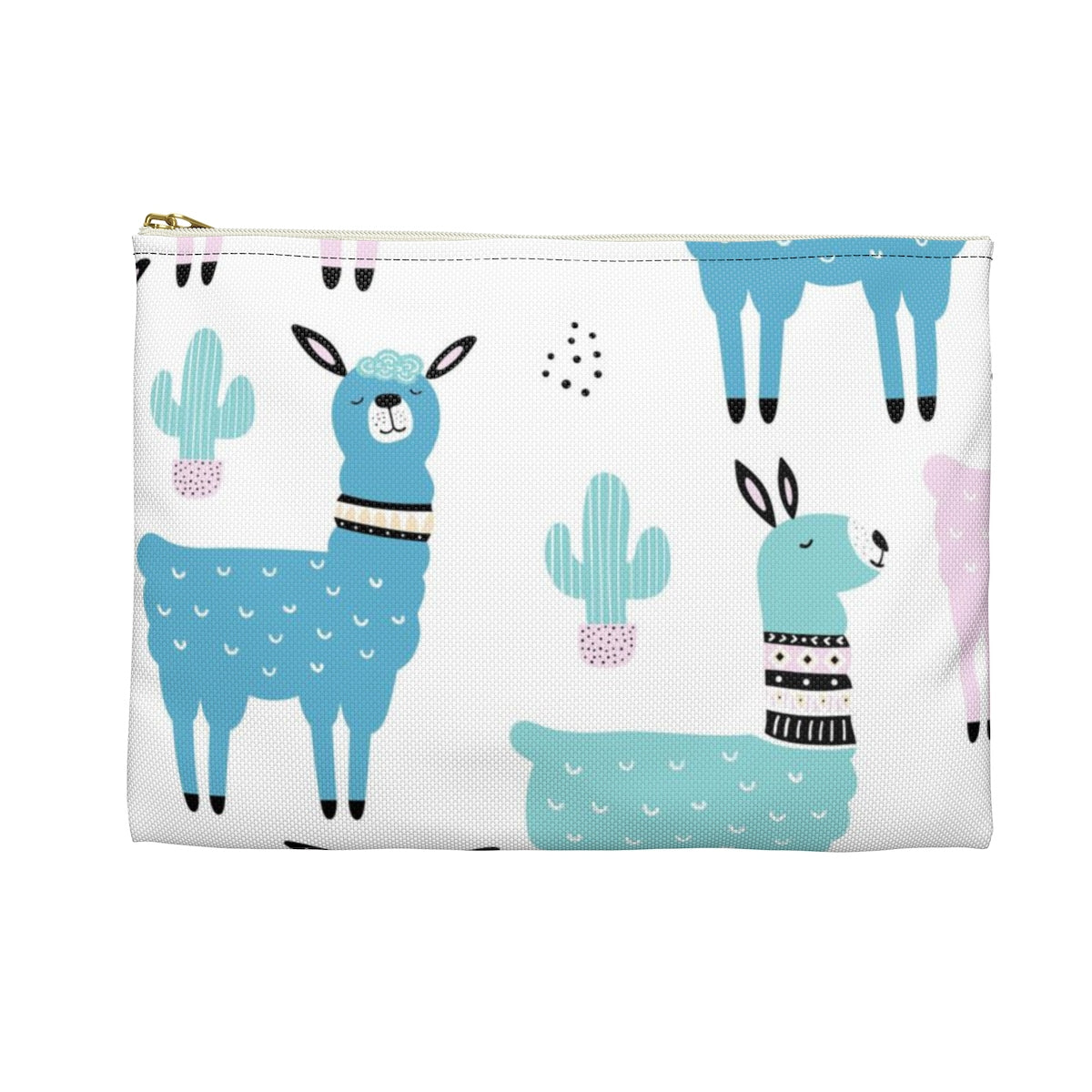 Llama Cactus Zipper Pouch, Cute Alpaca Pencil Travel Case, Birthday Party Makeup Cosmetic Beauty Coin Purse Accessory Pouch Starcove Fashion