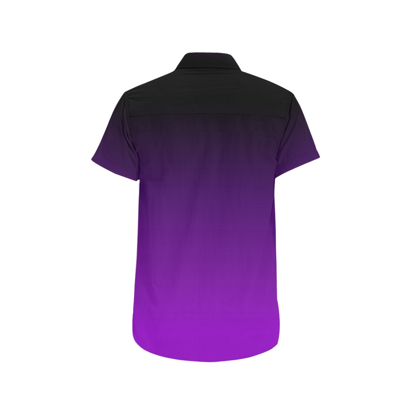 Black and Purple Short Sleeve Men Button Down Shirt, Ombre Tie Dye Gradient Print Casual Buttoned Summer Dress Collared Plus Size