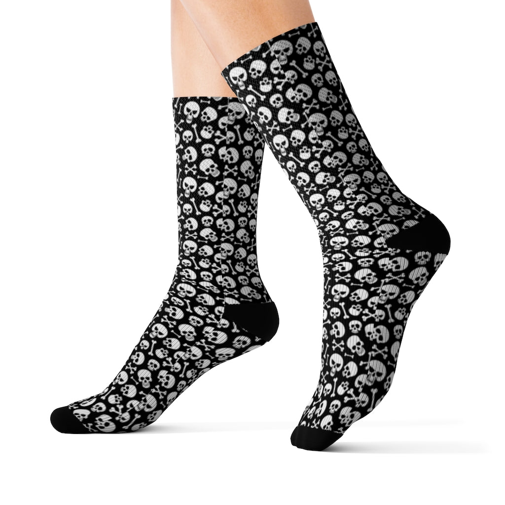 Skulls Pattern Socks, Skeleton Black Emo Punk Day Of Dead Sublimation Women Men Funny Fun Novelty Cool Funky Crazy Casual Cute Crew Unique M Skulls Pattern Socks, Skeleton Black Emo Punk Day Of Dead Sublimation Women Men Funny Fun Novelty Cool Funky Crazy Casual Cute Crew Unique M