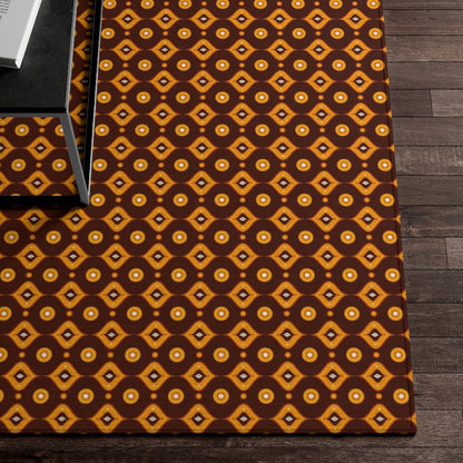 Groovy Area Rug Carpet, Brown 70s Retro Geometric Floor Decor Chic 5x7 3x5 Designer Small Large Design Accent Decorative Mat Starcove Fashion