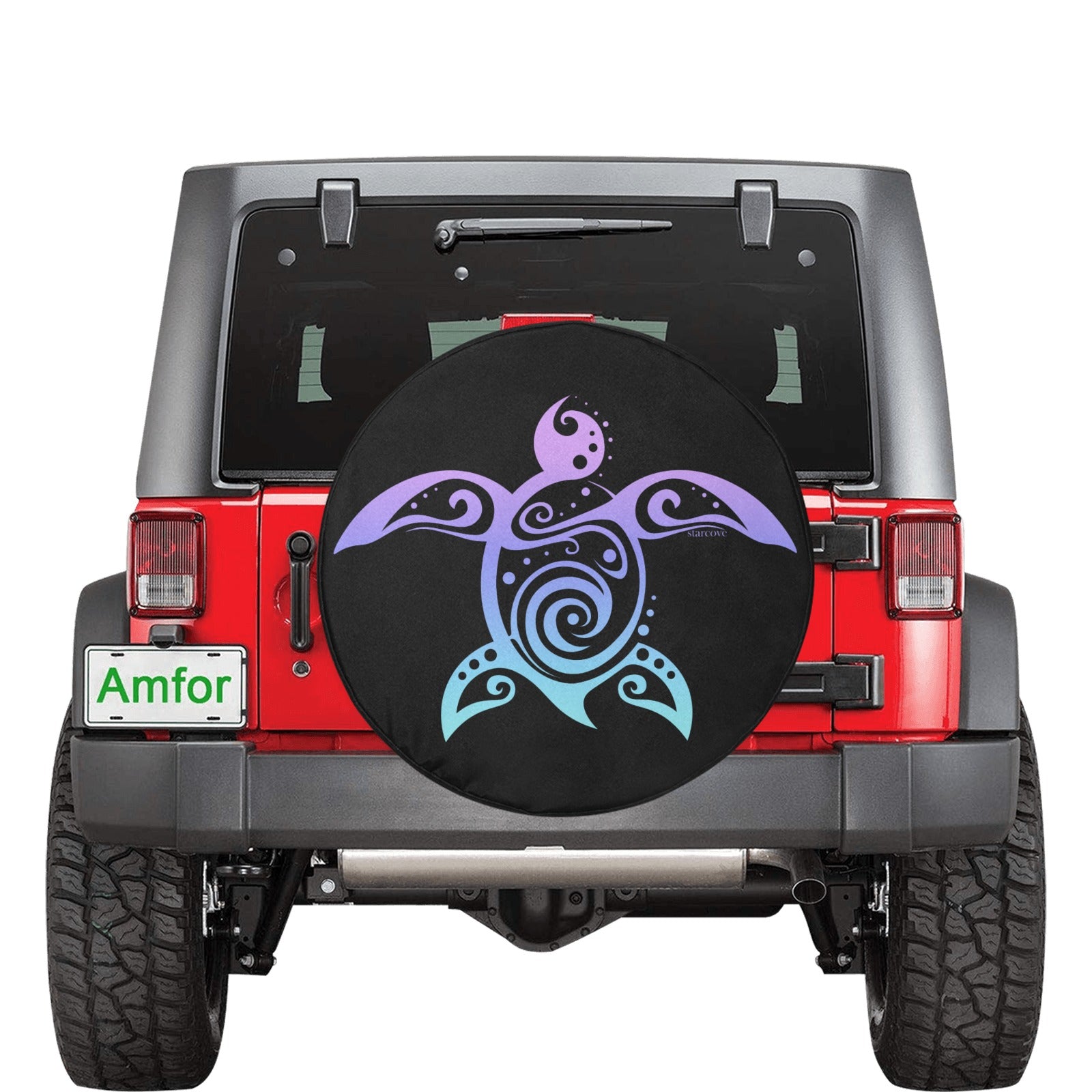 Sea Turtle Spare Tire Cover, Purple Rear Backup Camera Hole Tribal Haw ...