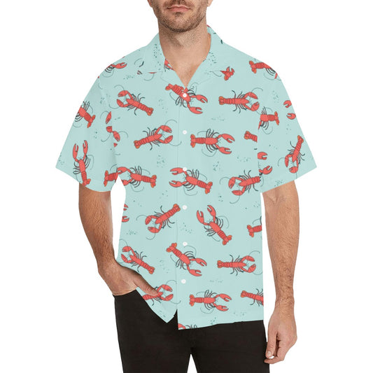 Red Lobster Men Hawaiian shirt, Crawfish Ocean Button Up Cool Funny Print Vintage Retro Summer Vacation Tropical Hawaii Aloha Plus Size