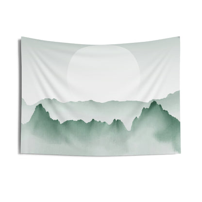 Fog Mountain Tapestry, Watercolor Pastel Green Sun Landscape Indoor Wall Art Hanging Tapestries Large Small Decor Home Dorm Room Gift Starcove Fashion