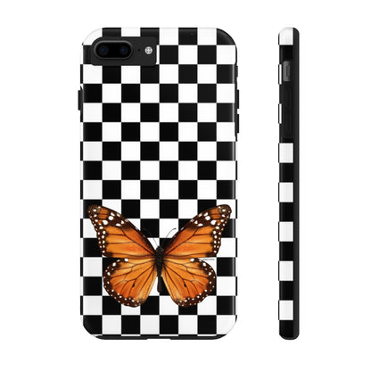 Monarch Butterfly iPhone 13 12 11 Pro max, Checkered Check Black White Case Mate Tough Print Gift iphone XS Max XR, X, 7 Plus, 8 8F Starcove Fashion