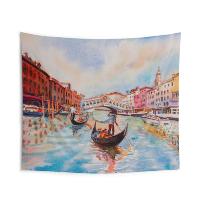 Venice Canal Tapestry, Watercolor Gondola Italy Landscape Indoor Wall Art Hanging Large Small Decor Home Dorm Room Gift Starcove Fashion