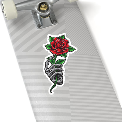 Skeleton Red Rose Sticker, Hand Tattoo Transparent Cute Decal Label Phone Macbook Small Large Cool Art Computer Starcove Fashion