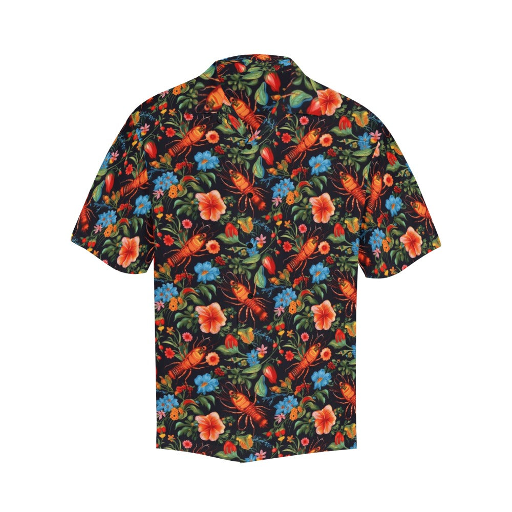 Crawfish Men Hawaiian shirt, Tropical Flowers Food Crayfish Vintage Aloha Hawaii Retro Summer Beach Plus Size Cool Button Down Shirt Starcove Fashion