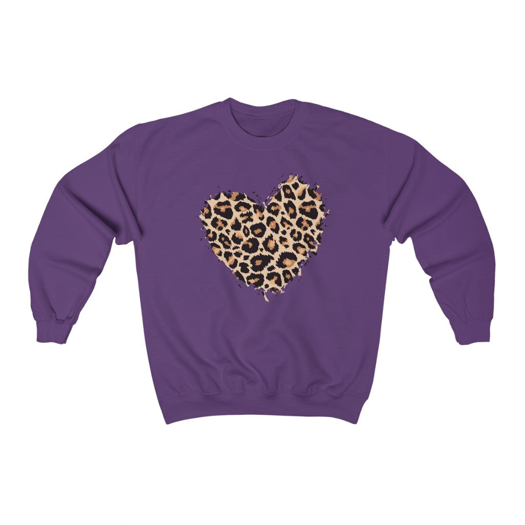 Leopard Heart Sweatshirt, Cheetah Graphic Valentines Day Crewneck Fleece Sweater Pullover Men Women Aesthetic Top Starcove Fashion