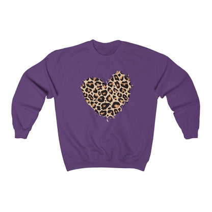 Leopard Heart Sweatshirt, Cheetah Graphic Valentines Day Crewneck Fleece Sweater Pullover Men Women Aesthetic Top Starcove Fashion