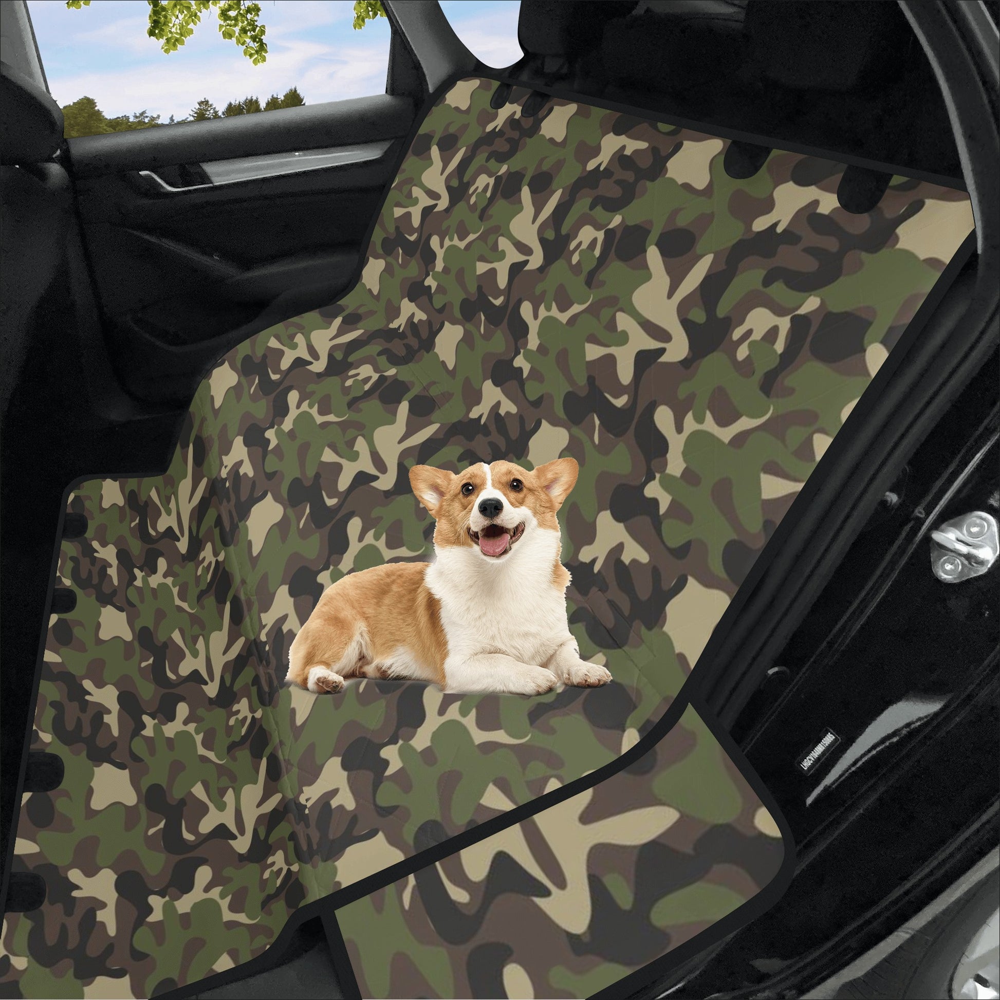 Gray Camo Dog Hammock for Car Truck SUV Waterproof Dog Seat