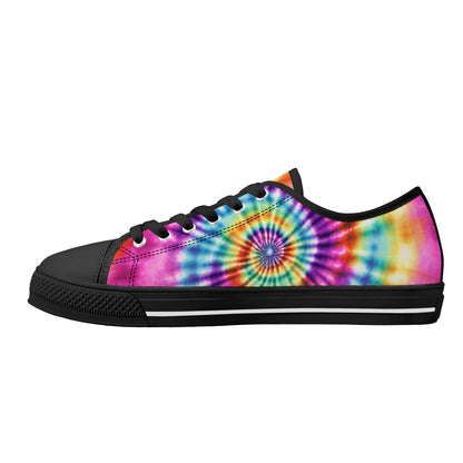 Tie Dye Women Shoes, Pink Sneakers Canvas White Black Low Top Lace Up Custom Girls Aesthetic Flat Shoes