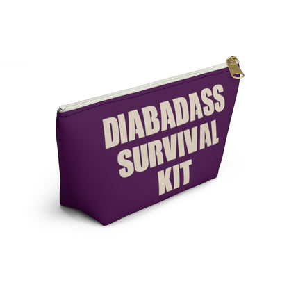 Diabadass Survival Kit Bag, Diabetes Bag, Fun Diabetic Supply Case, Cute Carrying Case Gift, Purple Accessory Zipper Pouch Bag w T-bottom Starcove Fashion