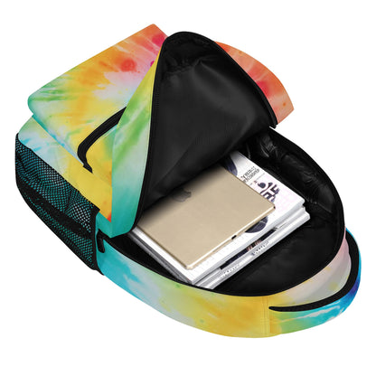 Rainbow Tie Dye Backpack, Laptop Men Women Kids Gift Him Her School College Waterproof Side Pockets Aesthetic Ladies Bag Starcove Fashion