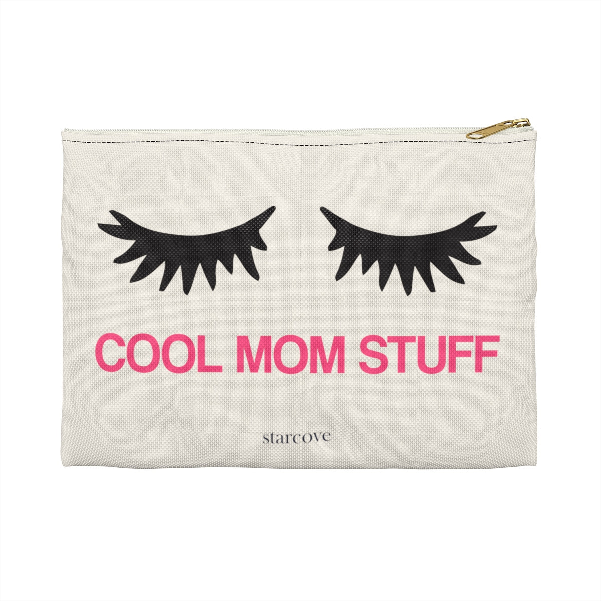 Cool Mom Stuff Makeup bag, Canvas Zipper Pouch Purse, Cosmetic Travel Case Bag, Mother Toiletry Accessory Pouch, Cute Eyelashes Gift Starcove Fashion