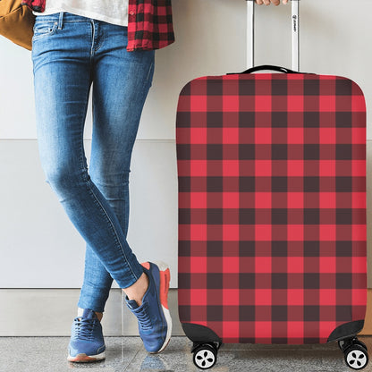 Red Buffalo Plaid Luggage Cover, Black Checkered Check Suitcase Protector Hard Carry On Bag Washable Wrap Large Small Travel Aesthetic Gift Starcove Fashion