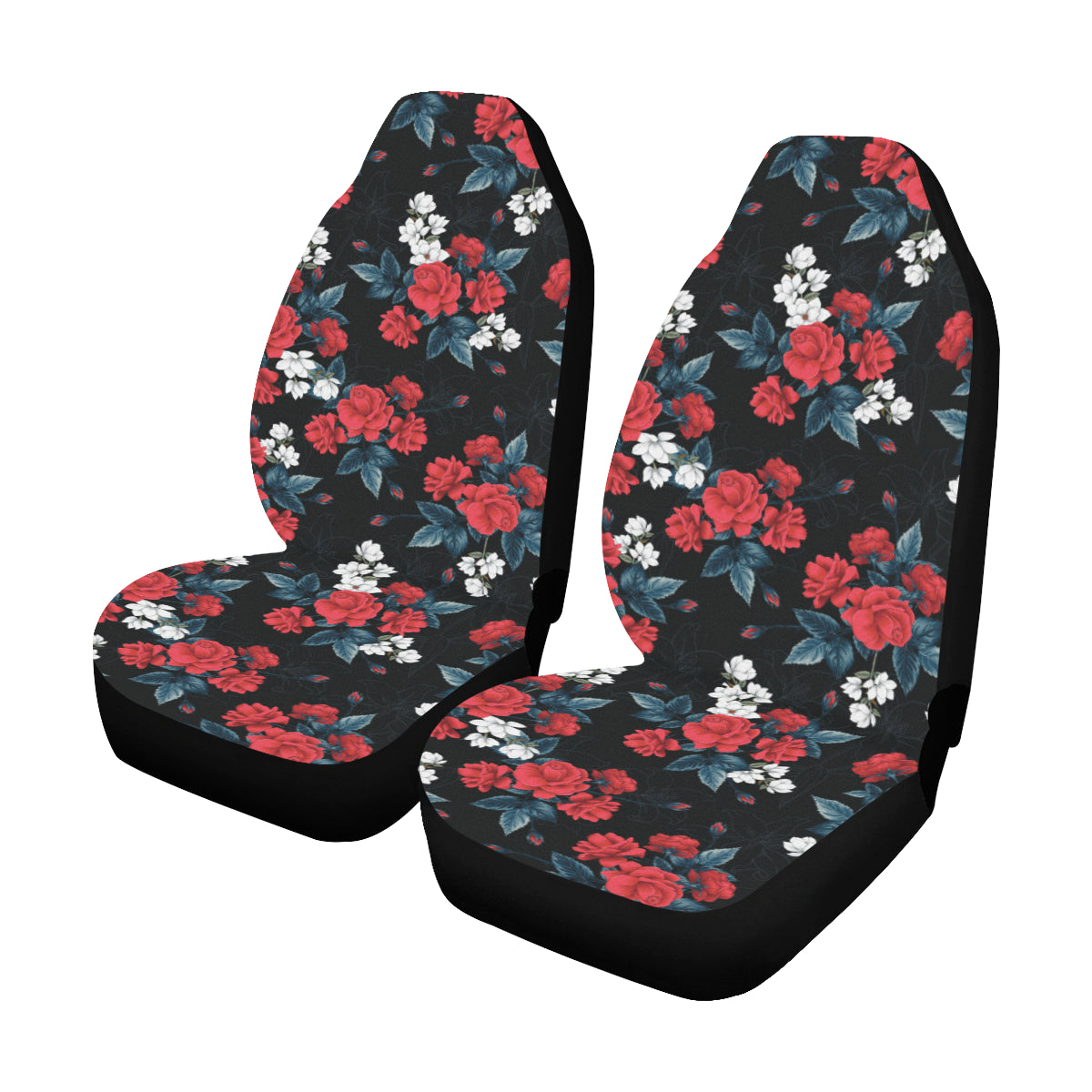 Red Roses Car Seat Cover 2 pc, Floral Pretty Magnolia Front Seat Covers, Car SUV Vans Seat Protector Accessory Starcove Fashion
