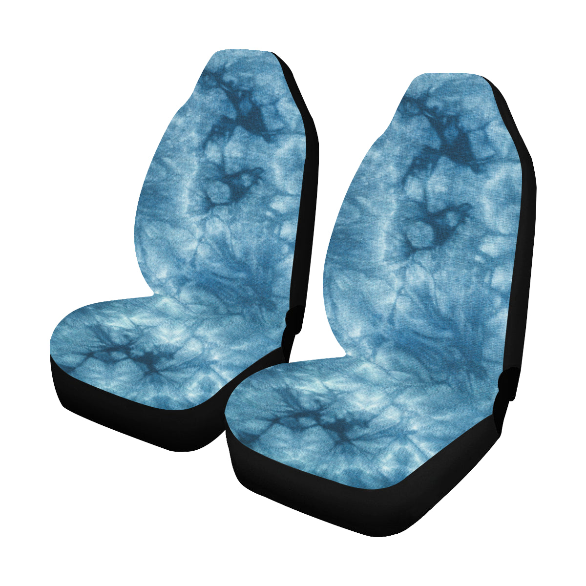 Tie Dye Car Seat Covers 2 pc, Blue Indigo Swirl Pattern Front Seat Covers, Hippie Car SUV Seat Protector Accessory Starcove Fashion