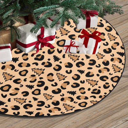 Leopard Christmas Tree Skirt, Cheetah Print Vintage Stand Small Large Base Cover Home Decor Farmhouse Decoration Party Starcove Fashion