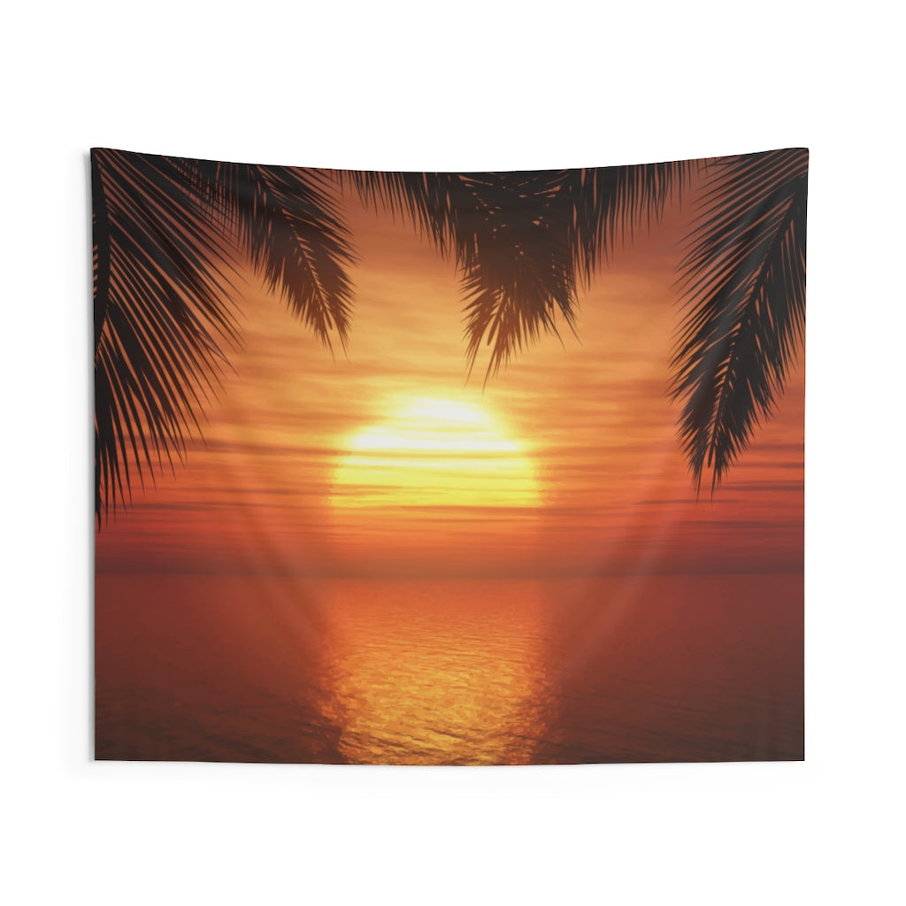 Palm Tree Sunset Tapestry, Sun Ocean Landscape Indoor Wall Aesthetic Art Hanging Large Small Decor Home College Dorm Starcove Fashion