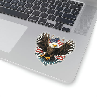 Bald Eagle Sticker, American Flag Patriotic USA Bird Laptop Decal Vinyl Waterbottle Tumbler Car Waterproof Bumper Die Cut Wall Mural
