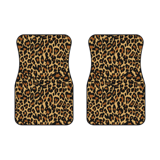 Leopard Car Floor Mats Set (2x Front), Animal Print Aesthetic Women Men Auto Vehicle Suv Truck Accessories Rubber All Weather Mat Starcove Fashion