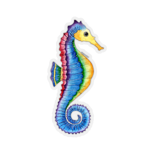 Sea Horse Blue Sticker, Laptop Decal Vinyl Cute Waterbottle Tumbler Car Waterproof Bumper Aesthetic Die Cut Wall Mural Starcove Fashion