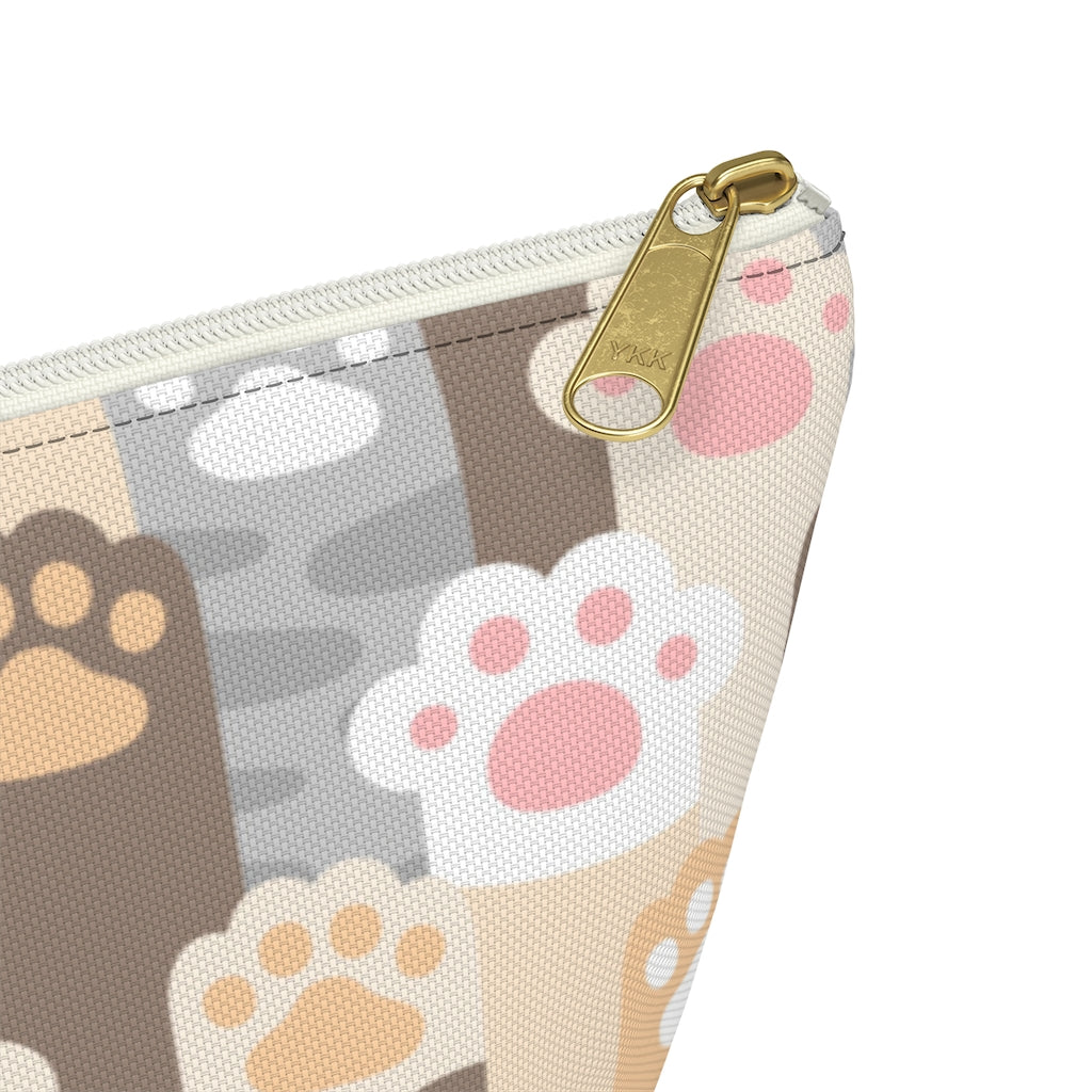 Cat Paws Pouch Bag, Pet Pastel Canvas Travel Wash Makeup Toiletry Bath Organizer Cosmetic Gift Accessory Large Small Zipper Starcove Fashion