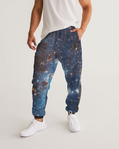Galaxy Men Track Pants, Space Universe Stars Nebula Zip Pockets