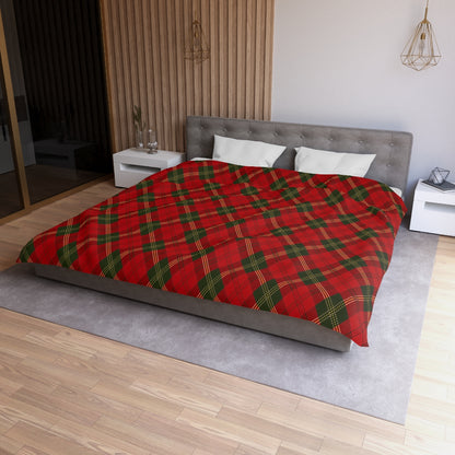 Red Green Plaid Duvet Cover, Tartan Check Bedding Queen King Full Twin XL Microfiber Designer Bed Quilt Bedroom Decor Starcove Fashion