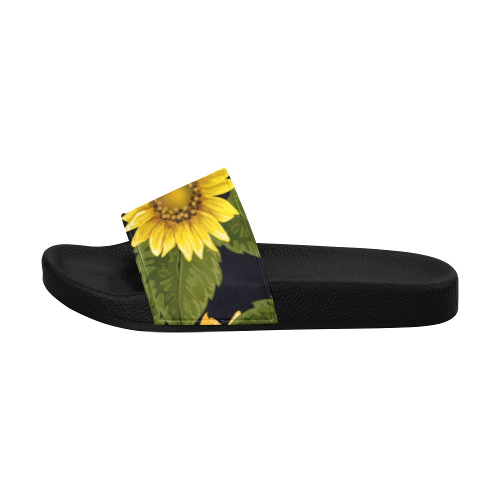Sunflower Women Slide Sandals, Yellow Flower Floral Shoes Flat Wedge Slides Flip Flops Slip On Vegan Slipper Ladies Starcove Fashion
