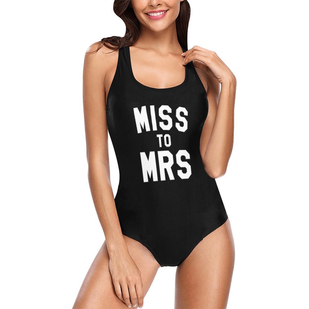 Miss to Mrs One Piece Swimsuit, Bride to Be Future Mrs Swim Bachelorette Bridal Party Women's Custom Bathing Suit Plus Size Swimwear Starcove Fashion