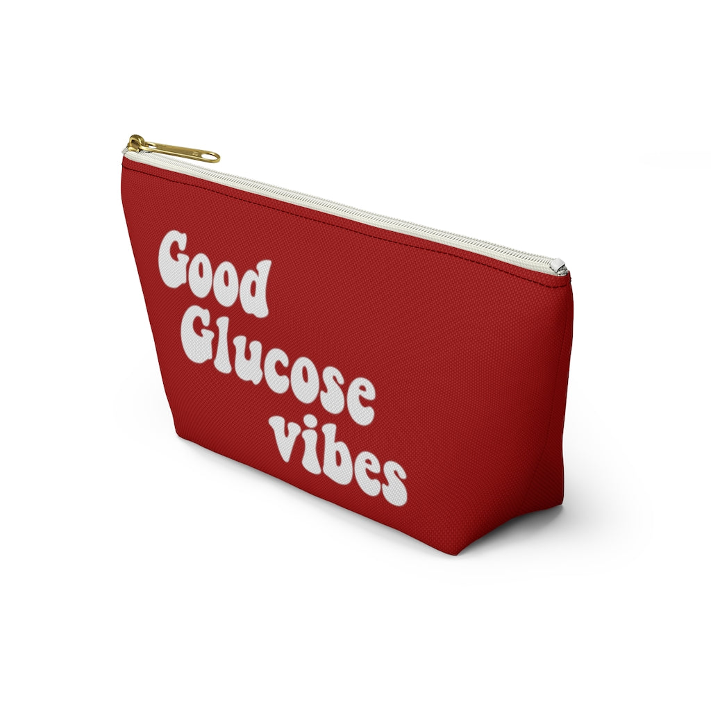 Good Glucose Vibes, Diabetes Supply Bag Diabetic Type 1 One, Type 2 Stuff Funny Awareness Travel Accessory Red Zipper Pouch w T-bottom Gift Starcove Fashion