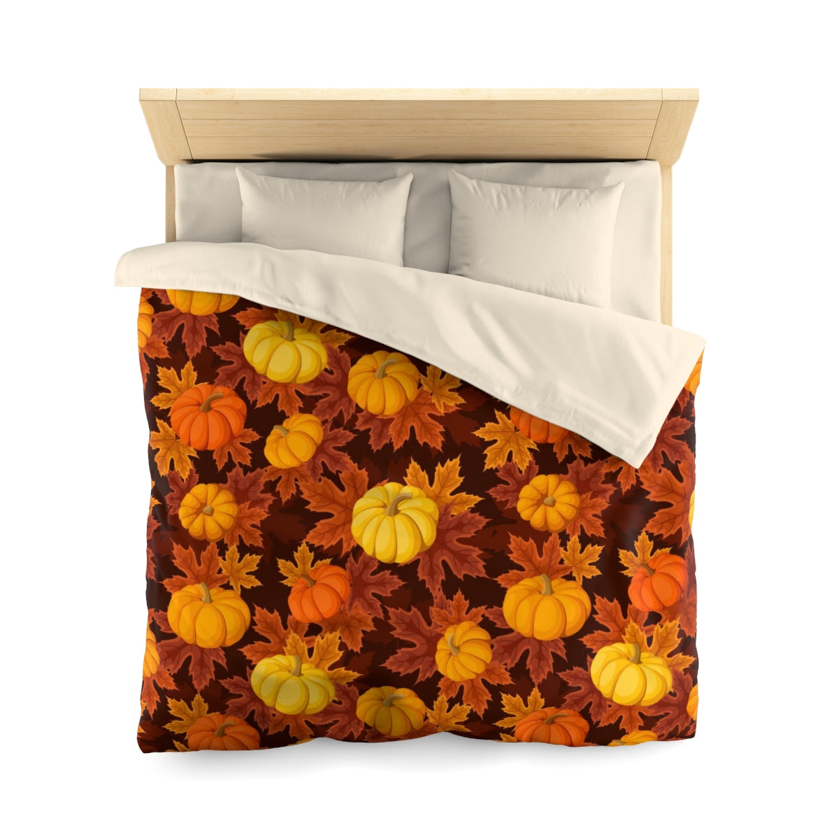 Fall Duvet Cover, Autumn Leaves Pumpkin Microfiber Full Queen Twin Unique Vibrant Bed Modern Home Bedding Bedroom Decor Starcove Fashion