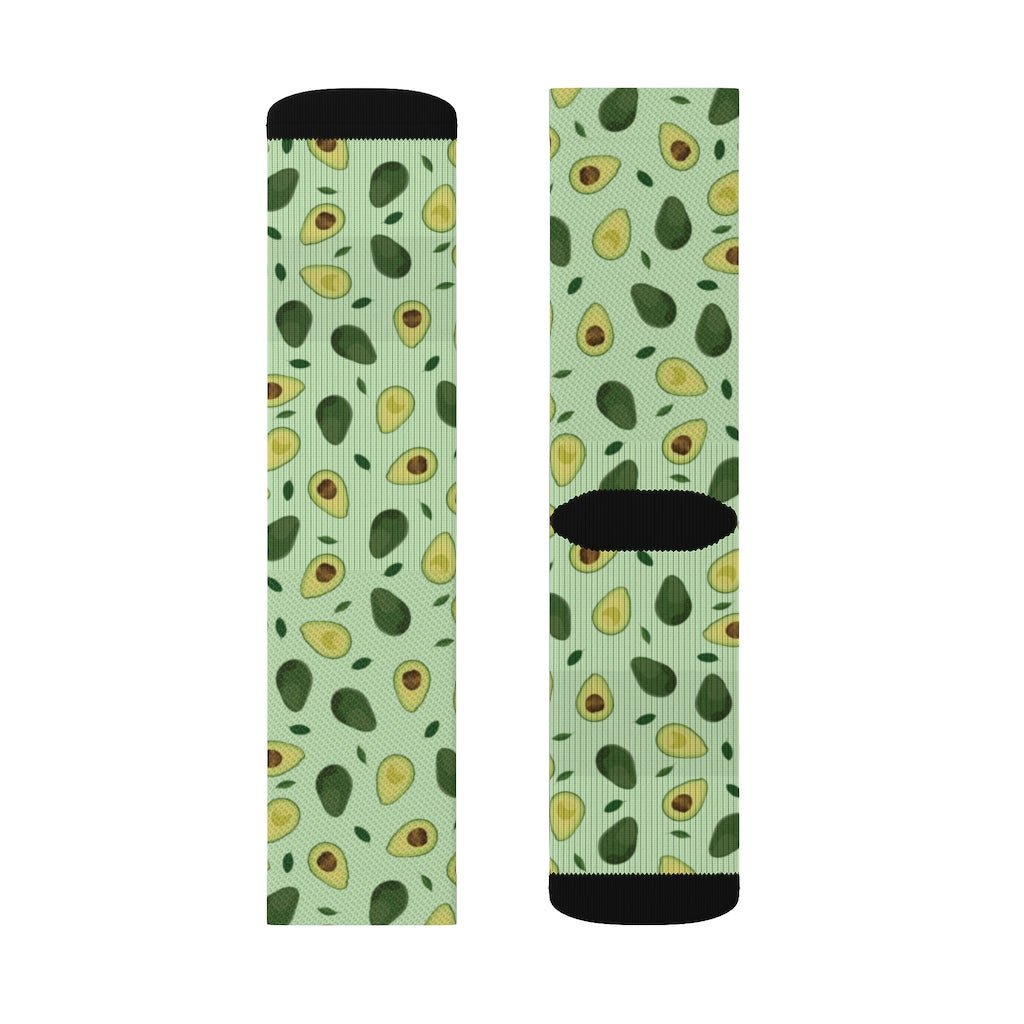 Avocado Crew Socks, Fruit Food Green 3D Sublimation Women Men Funny Fun Novelty Cool Funky Crazy Casual Cute Unique Gift Starcove Fashion