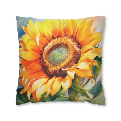 Sunflower Pillow Case, Square Throw Decorative Cover Room Décor Floor Couch Cushion 20 x 20 Zipper Sofa