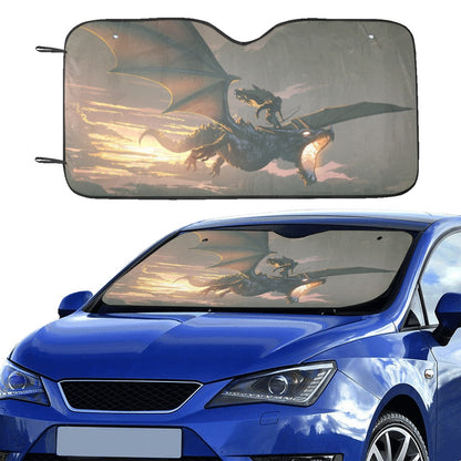 Dragon Car Sun Shade for Windshield, Flying Fantasy Car Accessories Auto Cover Protector Window Visor Universal Screen Decor 55" x 29.53"