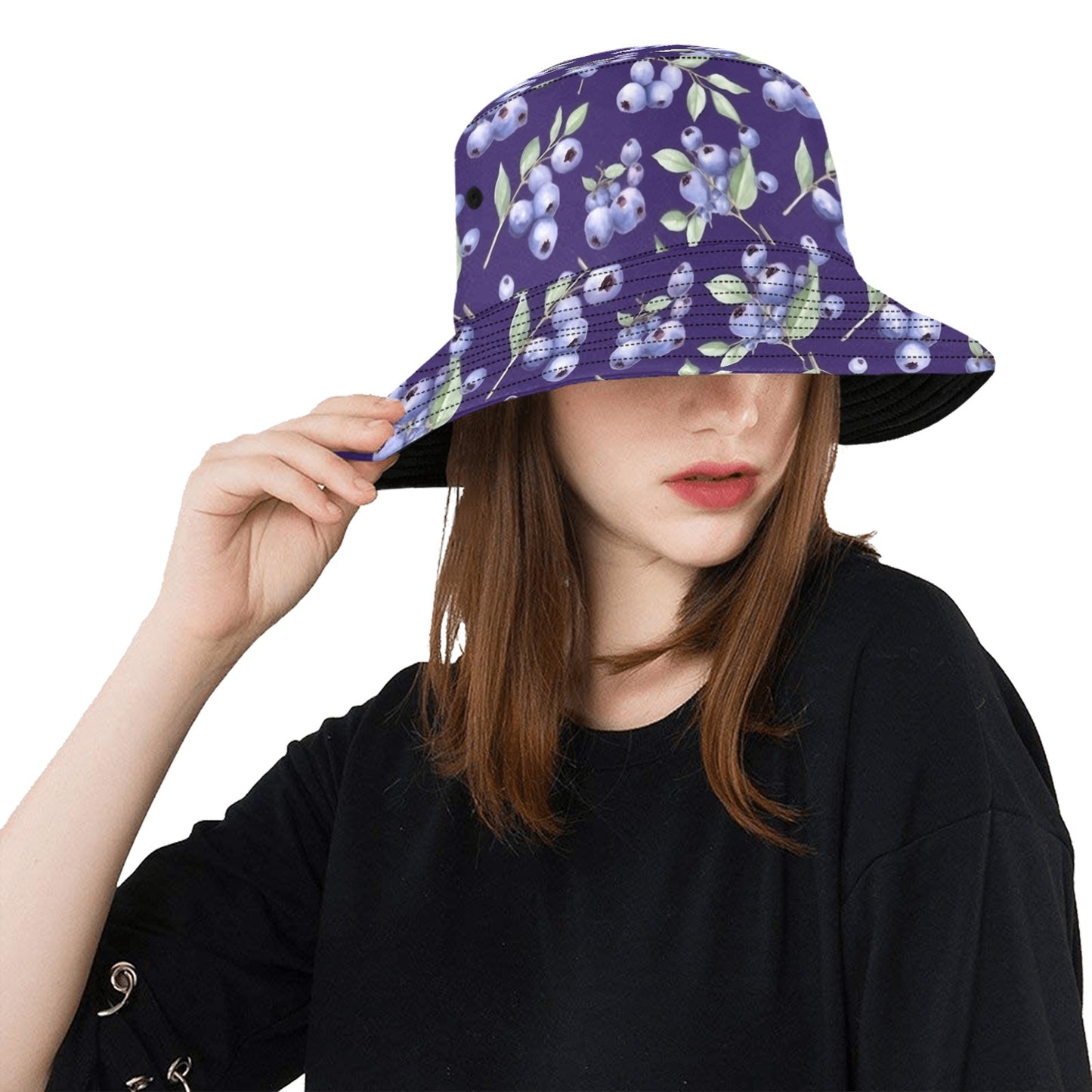 Blueberry Bucket Hat, Purple Fruit Golf Cool Retro Vintage Summer Festival Cute Women Men Reversible Designer Beach Sun Shade Y2K Twill