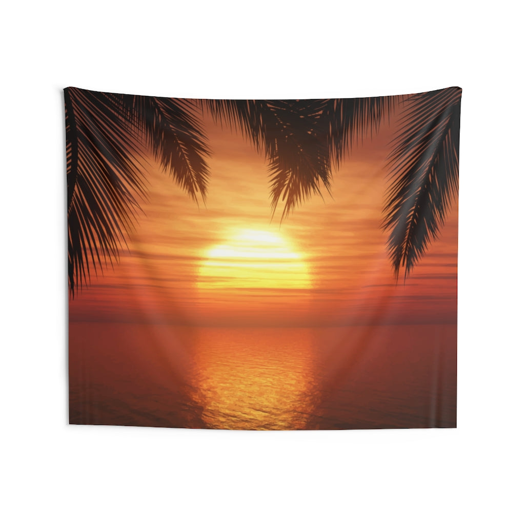 Palm Tree Sunset Tapestry, Sun Ocean Landscape Indoor Wall Aesthetic Art Hanging Large Small Decor Home College Dorm Starcove Fashion