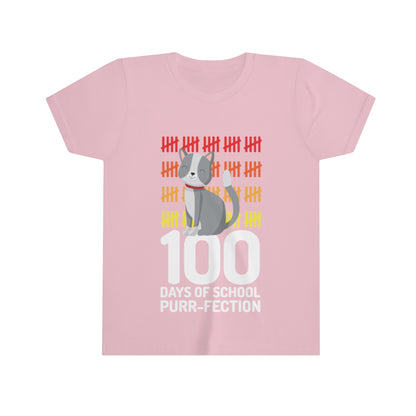 Happy 100 Days Of School Kids Shirt, Cat Purrfection Perfection Funny Teacher Kindergarten Elementary Students Girls Boys Kids Gift Kids Tee Starcove Fashion