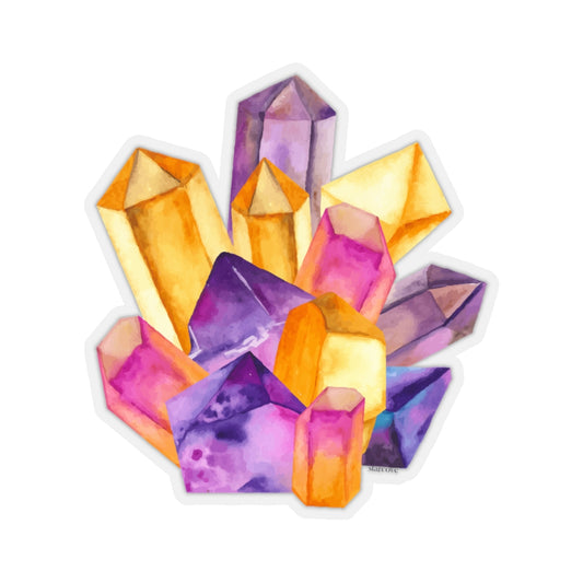 Colored Crystals Sticker, Watercolor Diamond Gem Cute Waterproof Decal Label Phone Macbook Small Large Cool Art Computer Starcove Fashion