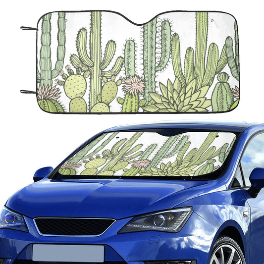 Cactus Windshield Sun Shade, Succulent Plants Nature Car Accessories Auto Cover Protector Window Visor Screen Decor 55" x 29.53"