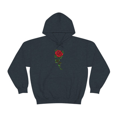 Red Rose Hoodie, Flowers Floral Pullover Men Women Adult Aesthetic Graphic Cotton Punk Goth Hooded Sweatshirt with Pockets