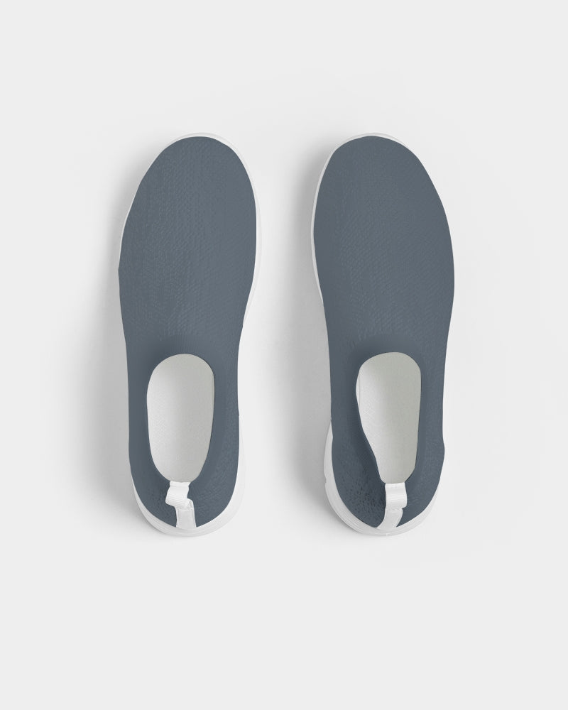 Mighty Slate Slip On Men Shoes, Grey Blue Breathable Sneaker Canvas Print Designer Custom Design Starcove Fashion