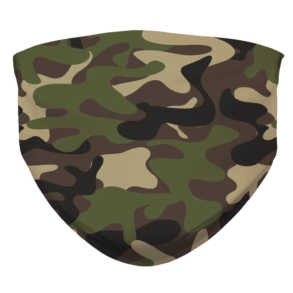Green Army Camouflage Face Mask With Filter Pocket, Camo Adult Kids Ear Loop Washable Reusable Fabric Cloth Mouth Cover Fashion Starcove Fashion