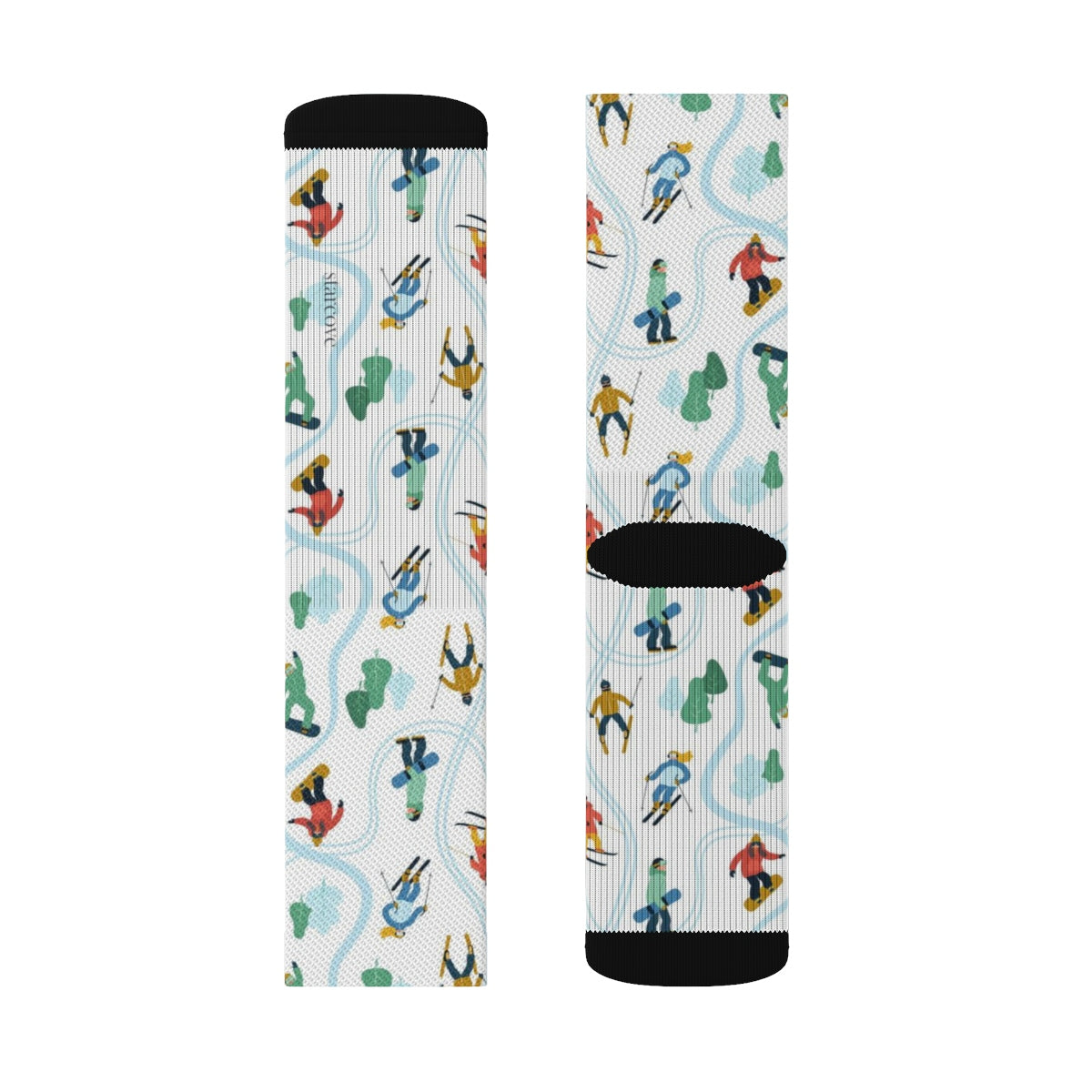 Ski Snowboarding Print Socks, Skiing Mountain 3D Sublimation Socks Women Men Funny Fun Novelty Cool Funky Crazy Casual Cute Unique Gift Starcove Fashion