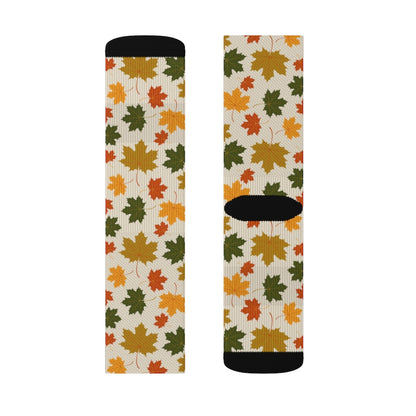 Autumn Fall Crew Socks, Maple Leaves 3D Sublimation Women Men Funny Fun Novelty Cool Funky Crazy Casual Cute Unique Gift Starcove Fashion