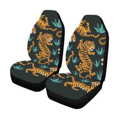 Tiger Car Seat Covers 2 pc, Animal Print Leopard Cheetah Pattern Front Seat Dog Vehicle SUV Universal Protector Accessory Men Women Starcove Fashion
