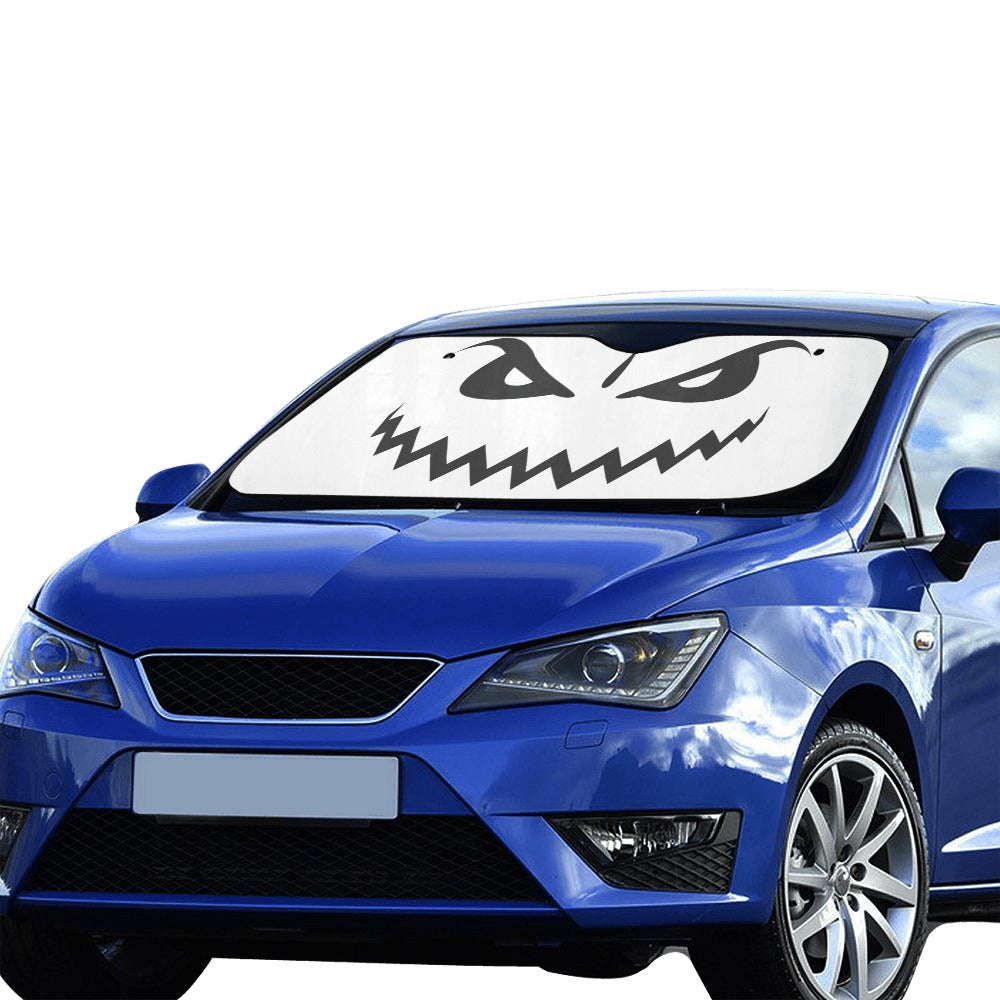 Monster Face Windshield Sun Shade, Evil Angry Horror Goth Halloween Car Accessories Auto Protector Window Visor Screen Decor 55" x 29.53"