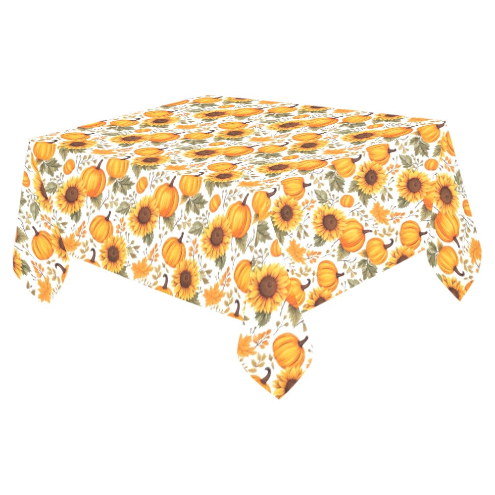 Pumpkins Sunflowers Tablecloth, Thanksgiving Fall Leaves Linen Rectangle Home Decor Decoration Cloth Table Cover Dining Room Party Starcove Fashion